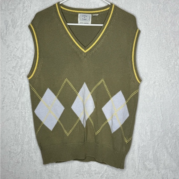 Whitfield & Bridges Cotton Argyle Sweater Vest Hand Loomed Preppy Old Money Ivy - Picture 7 of 8